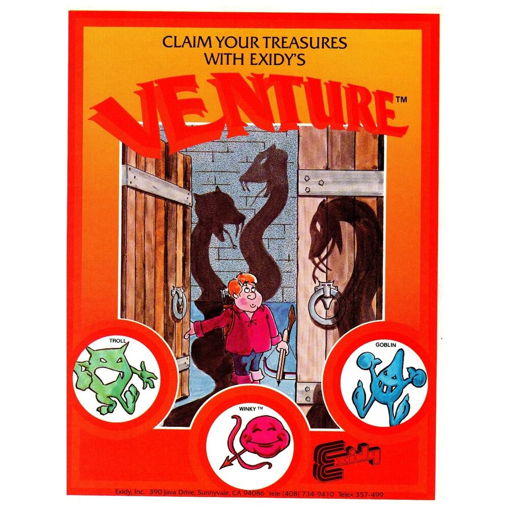 Exidy Venture Video Game Ad 1981 Arcade Gaming Flyer Winky